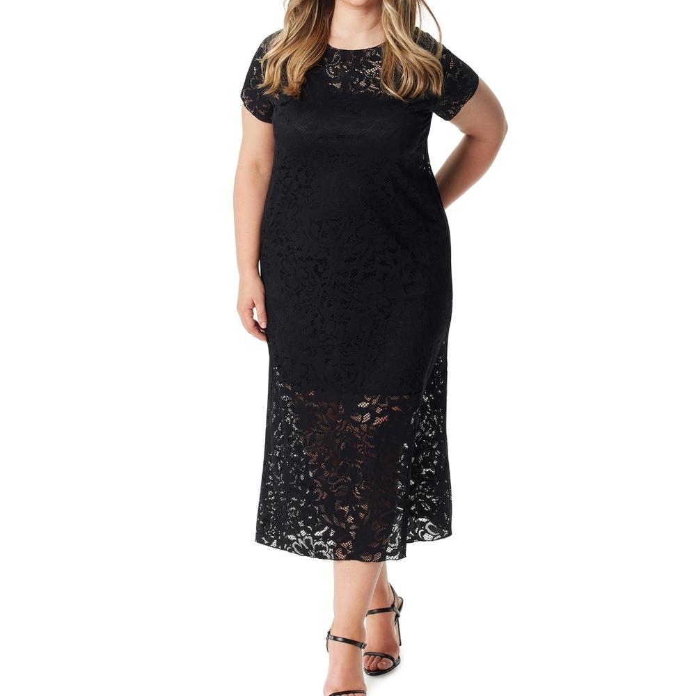 Jessica Simpson Women's Black Genesis Textured Knit Dress Size 4x NWT